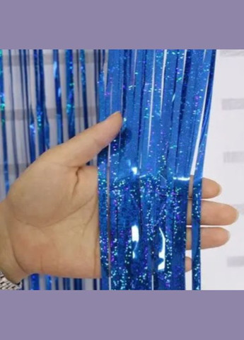 Фотозона штора дождик новогодний с голограммой 2 м на 1 м синий Jannet Дощик (316384011)