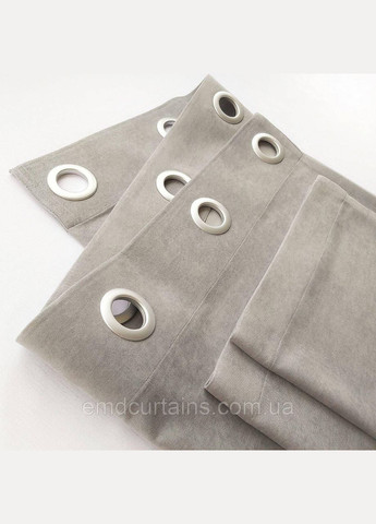 Комплект штори на сірих люверсах 2 шт 235х250 см мікровелюр Сіро-бежевий No Brand (337358399)