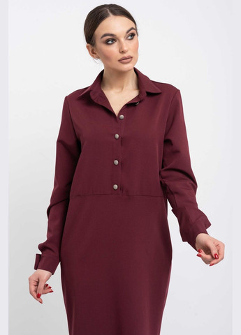 Бордовое повседневный женское платье-рубашка прямого силуэта с застежкой на пуговицы (пл 0520) RiMari