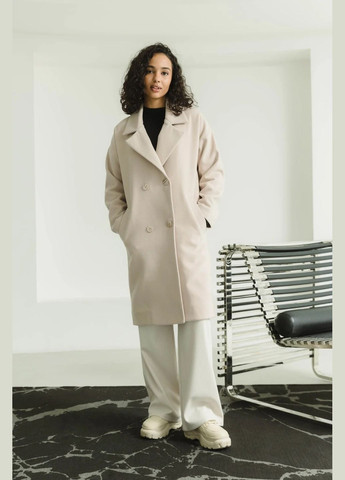 Бежевое демисезонное Пальто двубортное Seventeen