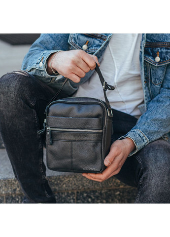 Сумка-барсетка мужская через плечо кожаная черная BON6165 Tiding Bag (341309417)