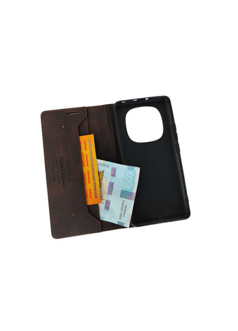 Чехол-книжка на Redmi Note14pro plus Чехол книжкой на редми ноут14pro+ с карманами для карт Коричневый Xiaomi (368832953)