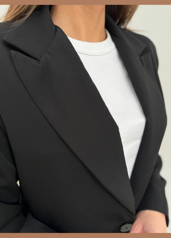 Черный женский стильный пиджак No Brand однотонный - демисезонный