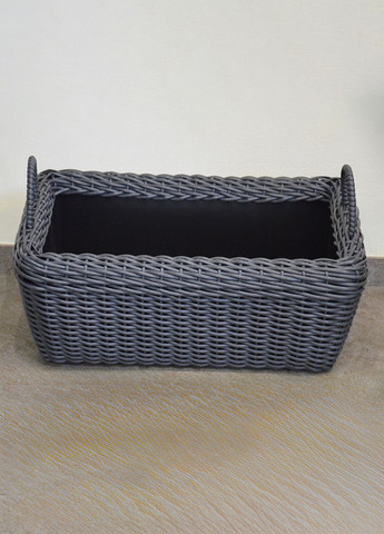 Корзина прямоугольная для дров (дровница) плетенная из искусственного ротанга ручной работы. Цвет Графит. 60 литров Handmade (327878855)