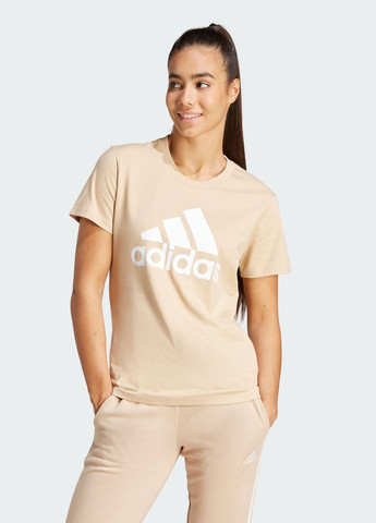 Бежевая всесезон футболка essentials logo adidas