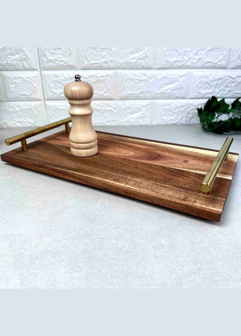 Дерев'яний сервіровочний піднос з золотистими ручками 39 см GK (371683388)