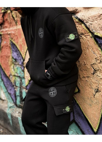 Стильний чоловічий костюм Stone Island на флісі чорний осінь/зима No Brand (368766244)