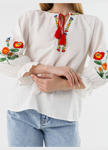 Белая вышиванка рубашка с принтом женская 23063 белый (2000990485502a) shop (2000990485502) Park Karon хлопок (315994426)