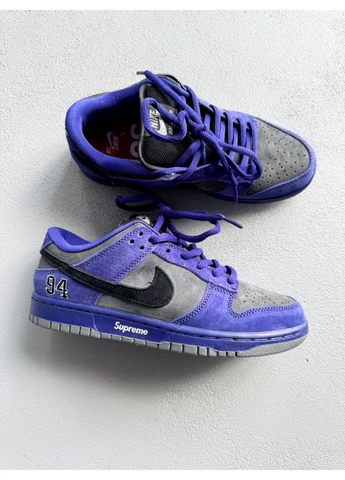 Фиолетовые демисезонные кроссовки мужские nike sb dunk x supreme purple найк сб данк фиолетовые No Brand