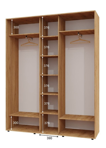 Шафа-купе тридверна 200*45*240 см Дуб крафт золотий 3 двері ДСП + Дзеркало + ДСП ШК-04 Алекса (356773449)