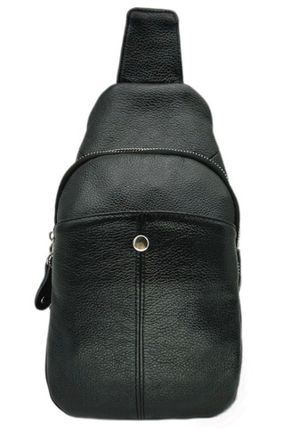 Стильна чоловіча сумка-слінг нагрудна з натуральної шкіри на блискавці, чорна 816510 LQ 817510 (278649322)