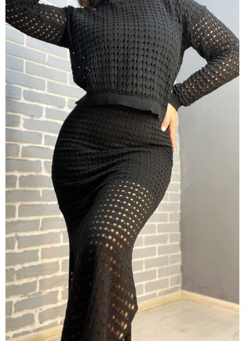 Костюм жіночий MINTAS 4204-2414 прозорий, сітка ажурна в'язка реглан зі спідницею розрізи по боках No Brand (302899891)