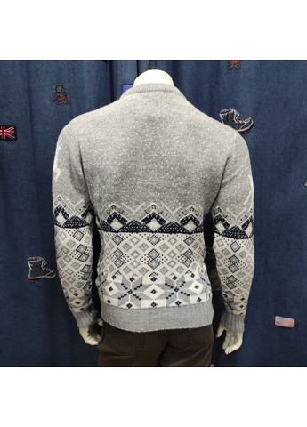 Сірий зимовий светр чоловічий теплий вовна з оленями новорічний No Brand