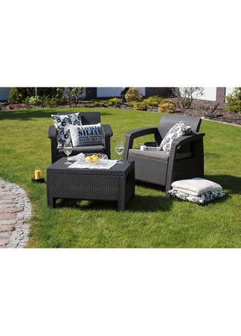 Комплект садових меблів Corfu II Weekend Set 2 крісла + 1 стіл графіт 223250 Keter (317308448)