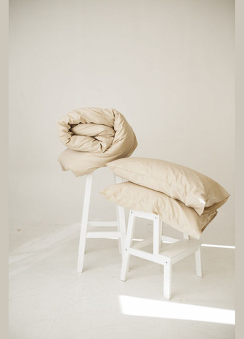 Постельное белье Вареный хлопок Двуспальная 180 x 220 Однотонный Бежевый 70 х 70 No Brand (296662441)