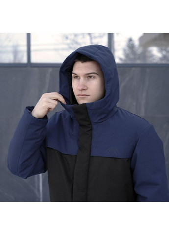 Синяя зимняя стильная мужская зимняя куртка парка на пухе синяя No Brand