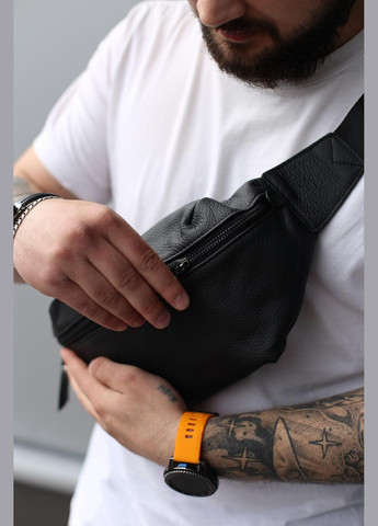 Бананка із натуральної шкіри, шкіряна сумка на пояс Taller (Чорна) SKILL (323427274)