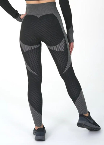 Легінси спортивні чорні з геометричним візерунком (70062) FitFiesta (329193891)