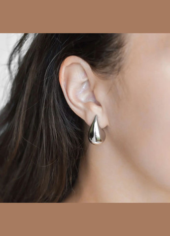 Сережки- Крапля колір срібло гіпоалергенний сплав L-25х14мм No Brand пусети (305593766)