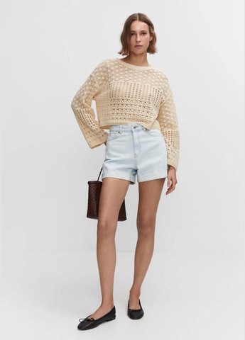 Голубые джинсовые летние шорты mom мом Mango (330457694)