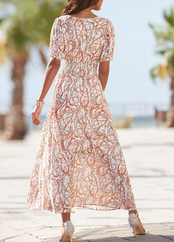 Бежевое платье Lascana с цветочным принтом