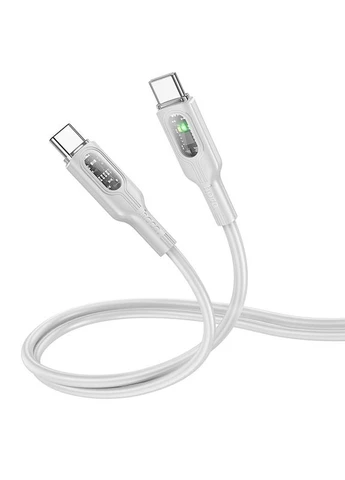 Дата кабель U120 Transparent explore intelligent power-off PD 60W Type-C to Type-C (1.2m) Gray Hoco (386034173)