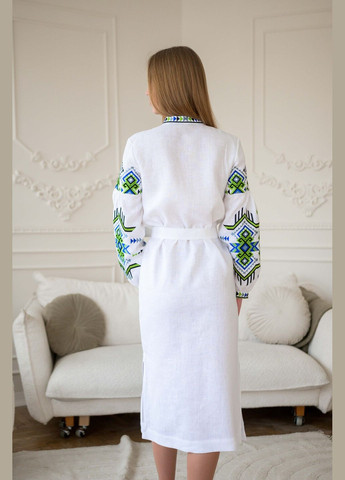 Белая нарядное платье Vyshyvanka лен (299339648)