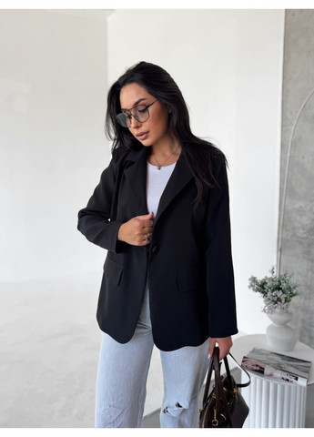 Черный женский женский пиджак No Brand однотонный - демисезонный