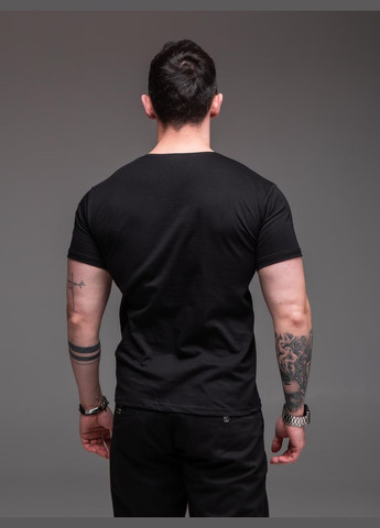Чорна футболка чоловіча базова бавовна чорна з коротким рукавом No Brand