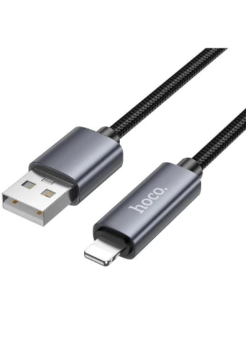 Дата-кабель X112 Favor с дисплеем USB to Lightning 2.4A (1м) Black Hoco (386034145)