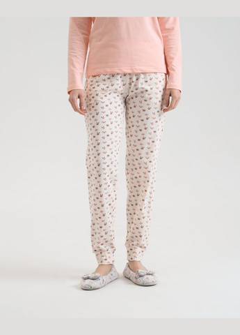 Персикова жіноча піжама зі штанами в принт Nicoletta