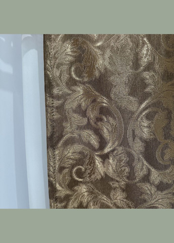 Комплект готові жакардові штори "Севілья" коричневого кольору з квітковим візерунком 2шт 1.5×2.7м. No Brand (331619136)