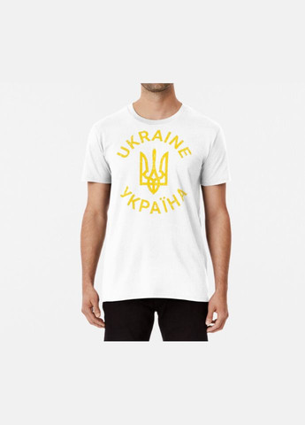 Біла чоловіча патріотична футболка з принтом ukraine україна тризуб Stedman
