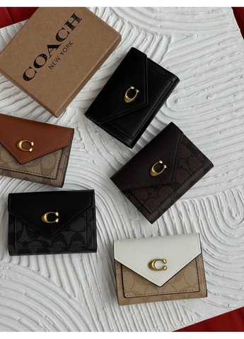 Кошелек женский Черный Coach портмоне Коуч визитница бумажник маленький No Brand (362045792)