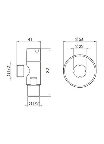 Кран угловой Standart (ручка круглая) с керам.буксой 1/2"С х 1/2"С Thermo Alliance SF342W1515 (337514986)