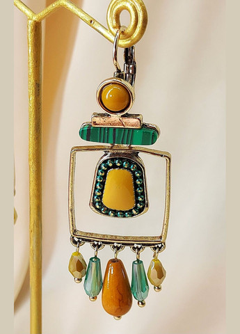 Сережки женские удлиненные Цветные Охра No Brand (331621052)