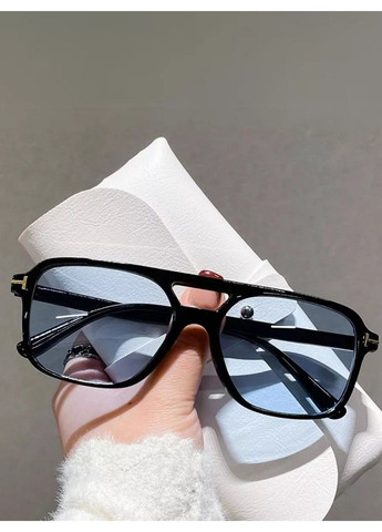 Очки солнцезащитные авиатор Sunny черные с голубыми линзами No Brand (315705473)