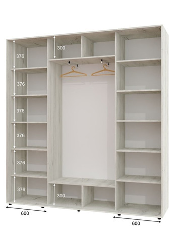 Шафа-купе тридверна 230*45*230 Дуб крафт білий Дзеркало з піскострумним малюнком ШК-05 Алекса (360452417)