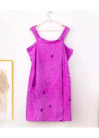 Жіночий рушник халат метелик мікрофібра для ванни лазні басейну пляжу сауни 135х80 см (479029-Prob) Фіолетовий Unbranded сердечка бузковий