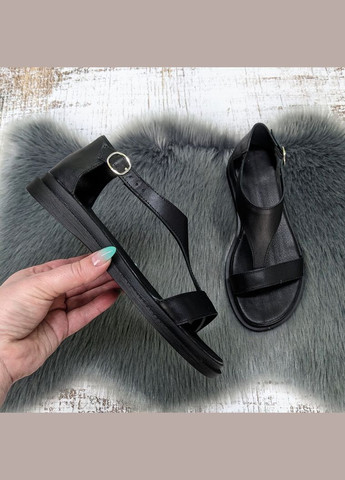 Черные босоножки женские кожаные SALI с ремешком