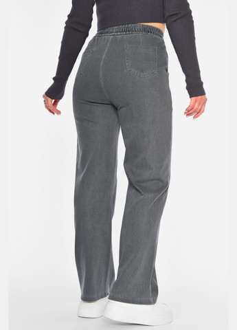 Джинсы женские прямые однотонные темно-серого цвета Let's Shop - (309151531)