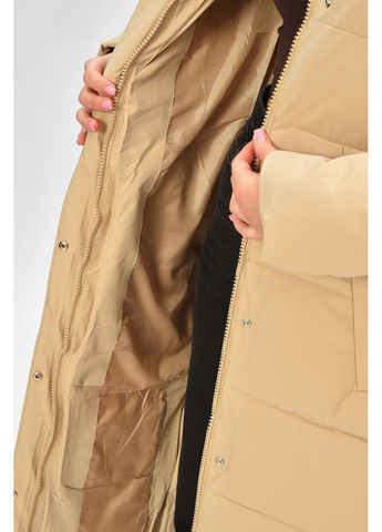 Світло-бежева зимня куртка жіноча подовжена зимова світло-бежевого кольору Let's Shop