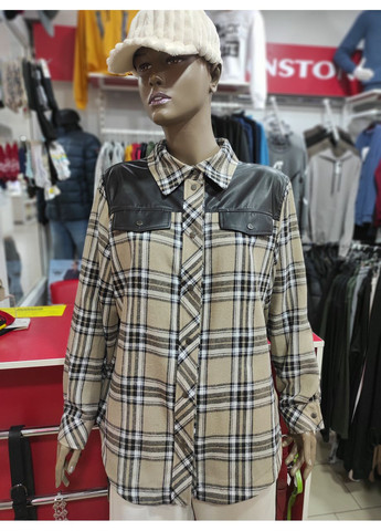 Бежева сорочка j.london жіноча котон карта довгий рукав 50 бежева No Brand