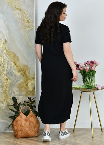 Черное повседневный платье свободного кроя с принтом No Brand с абстрактным узором