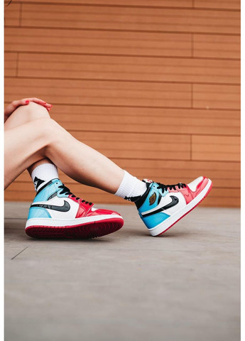 КРОСІВКИ ЖІНОЧІ NIKE AIR JORDAN 1 RETRO HIGH BLUE RED WHITE 2 НАЙК АІР ДЖОРДАН No Brand білі демісезони (367177557)