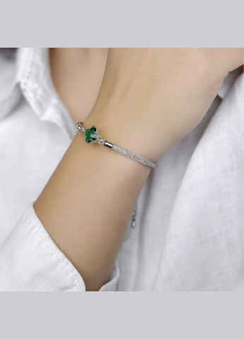 Браслет смарагдова Конюшина фур-ра гіп-ний сплав колір срібло d-11х4мм L-17-21,5см No Brand браслет (303434928)