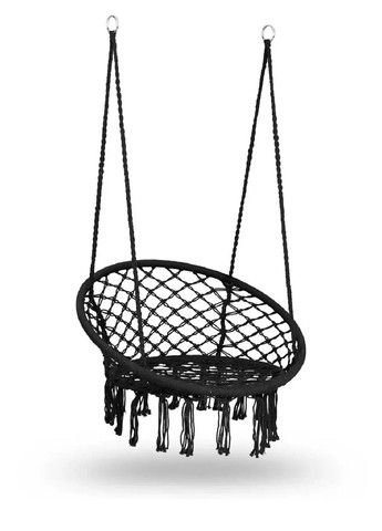 Садове крісло гойдалка підвісне плетене зі спинкою максимальне навантаження 150 кг (476639-Prob) Чорне Unbranded (285778326)