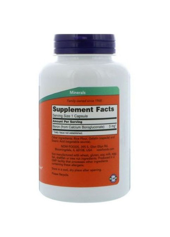 Boron 3 mg 250 Caps Now Foods (364894826)