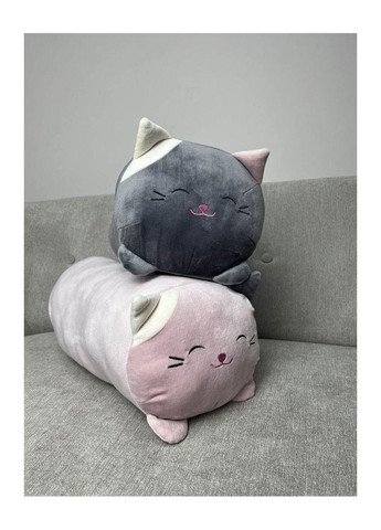 Подушка-обіймашка Киця декоративна рожева м'яка іграшка для затишку та декору ProDobro (369378089)