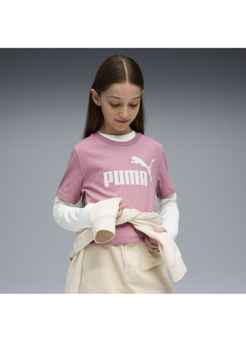 Розовая демисезонная детская футболка ess no. 1 logo tee youth Puma